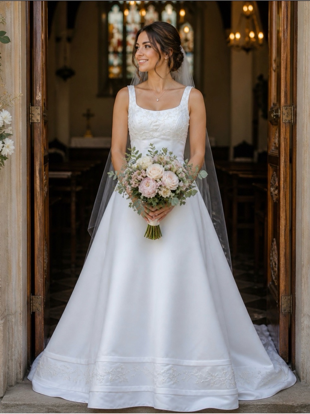 Oleg Cassini Elegant White Wedding Gown